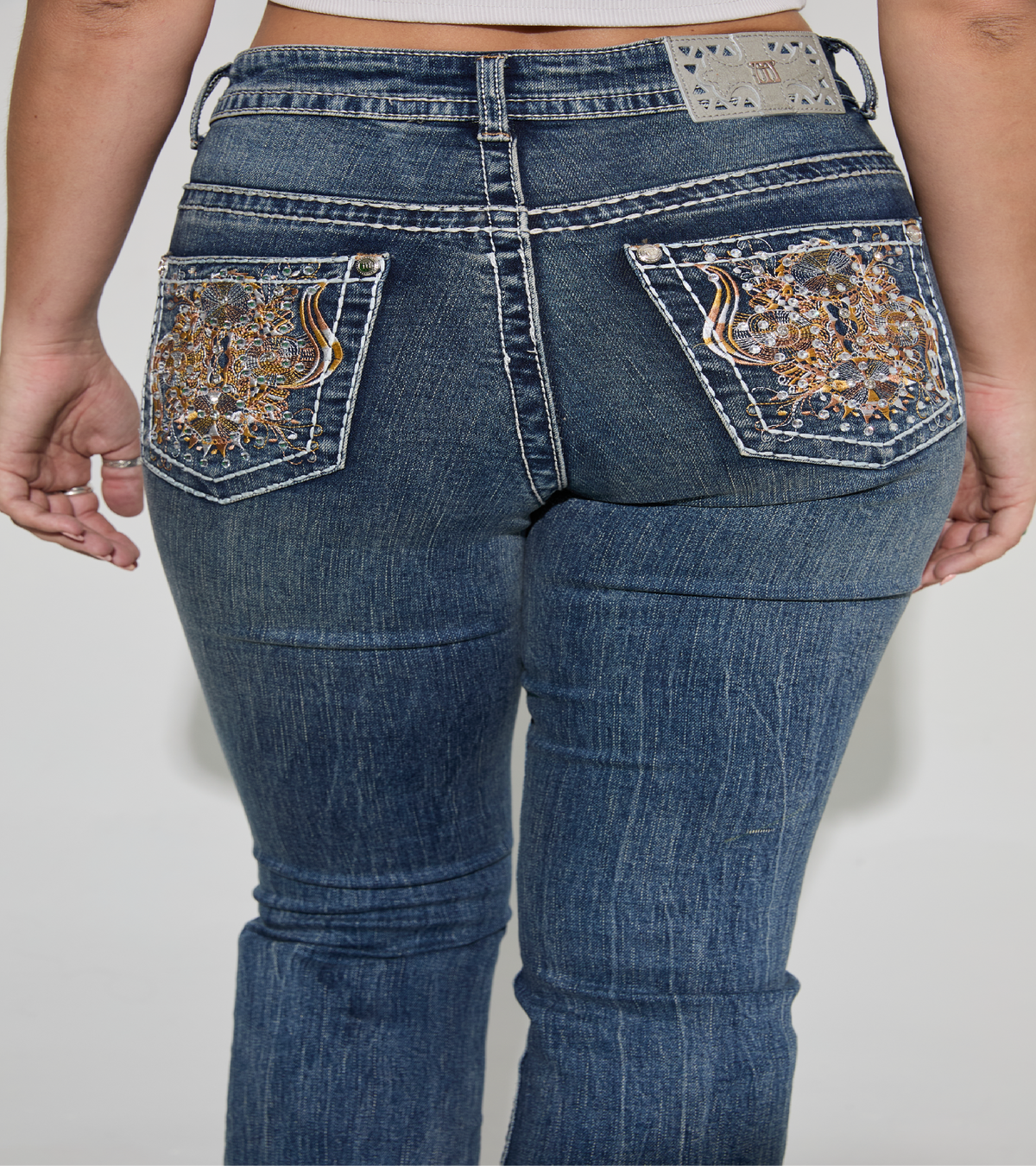 MEET ME Embroidered Boot Cut Jeans