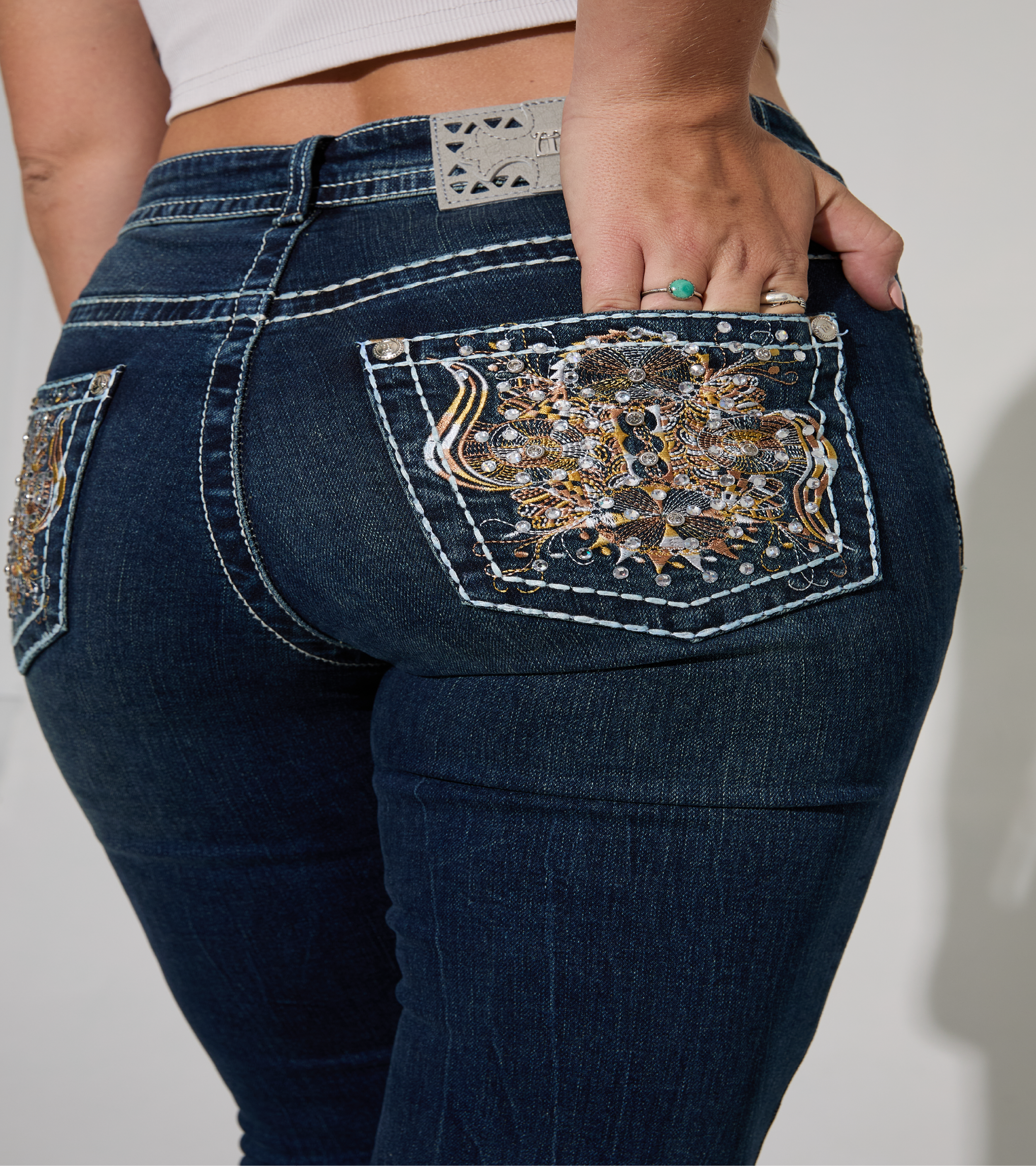 MEET ME Denim Classic Boot Cut Jeans | Embroidered Women's Designer Denim