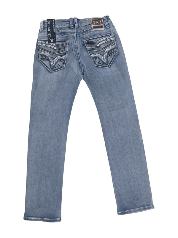 Western Bull WB02 Slim Straight Western Jeans – Chevron Pocket