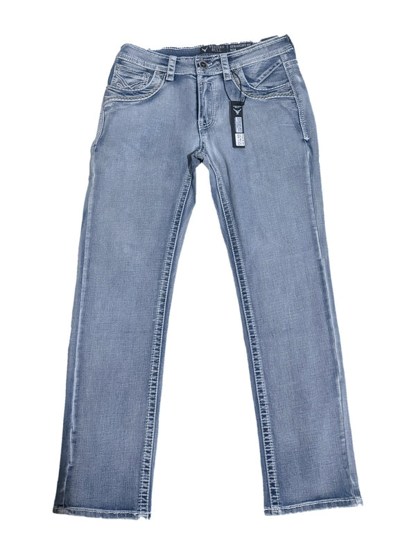 Western Bull WB06 Slim Straight Western Jeans – Scrolled V Pocket